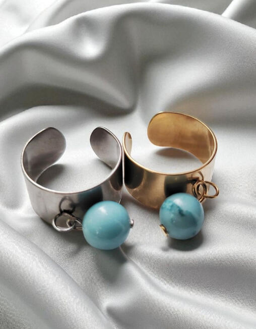 RE0005....10 € Ring mit den Steinperlen ( unterschiedliche)