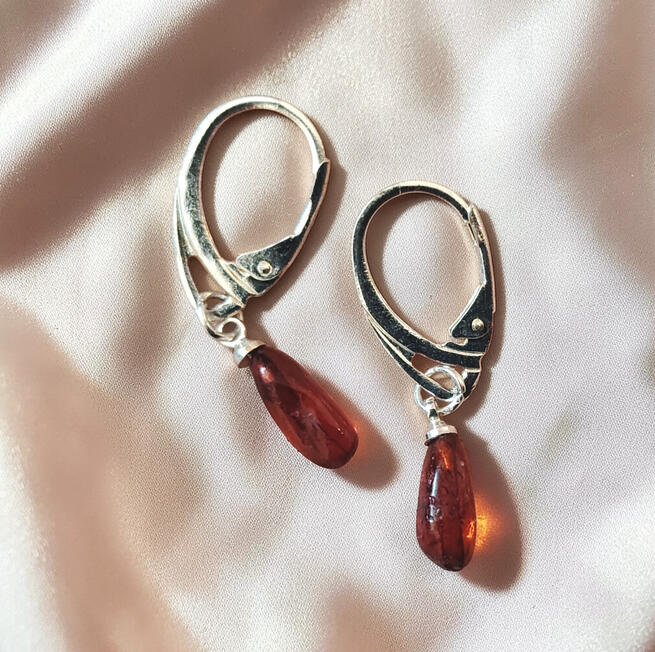 OE0023 ....20 € Bernstein mit Silber Klappbrisuren S925