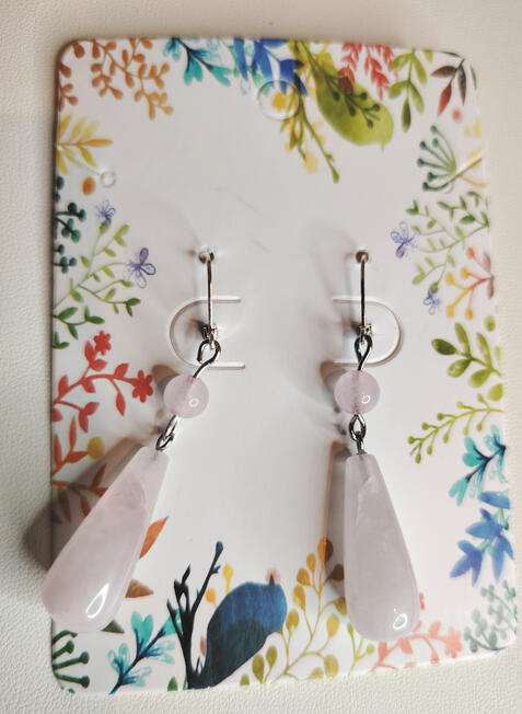 OE0018 ...15 € Rosenquarz. Brisuren aus Silber S925