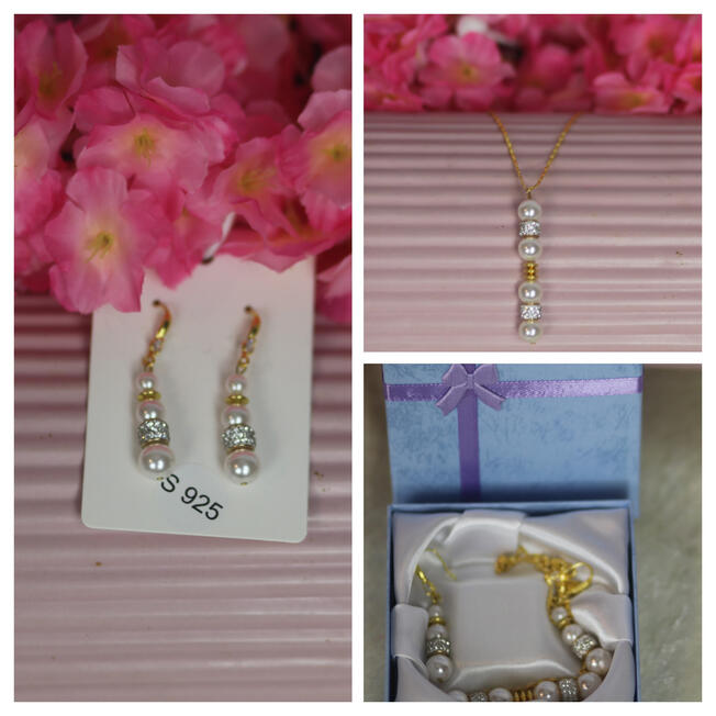 SSP0008 ...55 € Set Süßwasser Zuchtperlen vergoldet K18